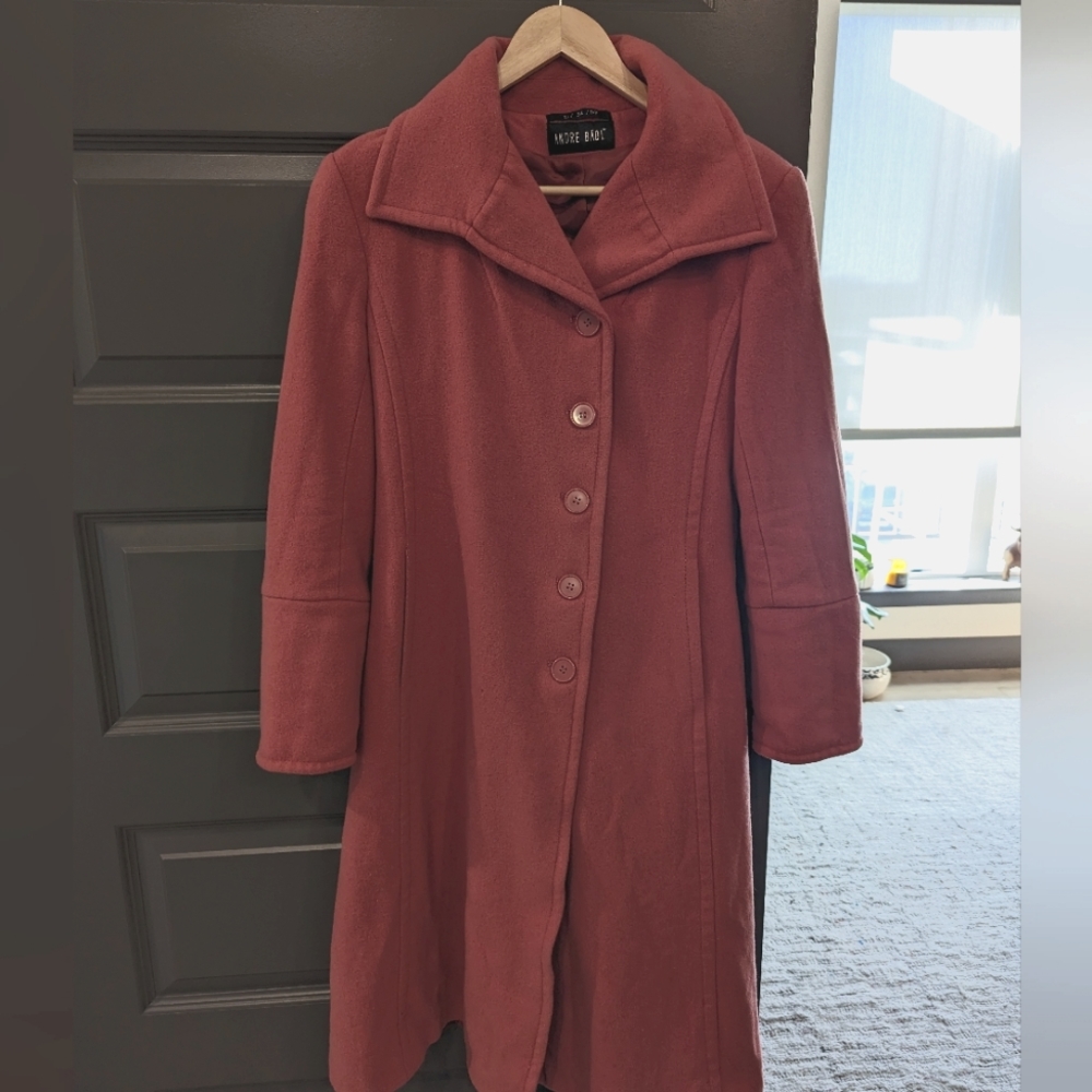 Andre Badi Blush Wool Dress Coat